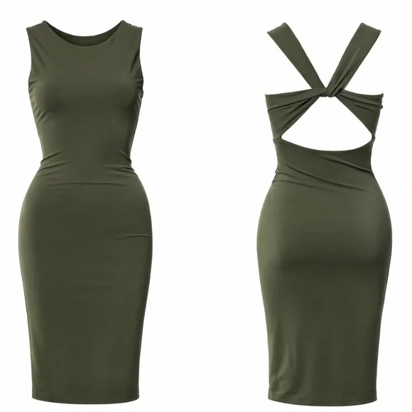 GUCCI Bodycon Open Back Green Dress Size Small - Picture 1 of 5
